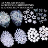 image:imageFAMDAMEI 24 Grid Flat Back Pearls and Rhinestones for Dazzling Kit Clear White Pink Pearls Flatback Resin Jelly RhinestonesFlower 3D Nail Charms and Gems for Crafting Rhinestone for Crafts