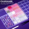 image:imageFAMDAMEI 24 Grid Flat Back Pearls and Rhinestones for Dazzling Kit Clear White Pink Pearls Flatback Resin Jelly RhinestonesFlower 3D Nail Charms and Gems for Crafting Rhinestone for Crafts