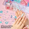 image:imageFAMDAMEI 24 Grid Nail Charms Nail Art Kit with Multi Shapes Bedazzling Gems for Nails Flatback AB Nail Rhinestones Nail Pearls Y2K Cute Nail Charms 3D Hawaii Flowers Nail Jewels for Nail Designgold pearls shellswhite AB pearls starfishblue gems