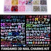 image:imageFAMDAMEI 24 Grid Nail Charms Nail Art Kit with Multi Shapes Bedazzling Gems for Nails Flatback AB Nail Rhinestones Nail Pearls Y2K Cute Nail Charms 3D Hawaii Flowers Nail Jewels for Nail Designwhite pink flowercolorful bowsequinclear pearl