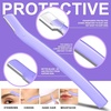 image:imageFANDAMEI Eyebrow Scissors Eyebrow Kit Eyebrow Tweezers for Women Eyebrow Razor Eyebrow Brush Eyebrow Kit for Men with Leather Case Eyebrow Scissors for Women Facial Hair Ingrown Hair RemovalPurple