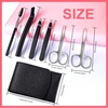 image:imageFANDAMEI Eyebrow Scissors Eyebrow Kit Eyebrow Tweezers for Women Eyebrow Razor Eyebrow Brush Eyebrow Kit for Men with Leather Case Eyebrow Scissors for Women Facial Hair Ingrown Hair RemovalBlack