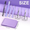 image:imageFANDAMEI Eyebrow Scissors Eyebrow Kit Eyebrow Tweezers for Women Eyebrow Razor Eyebrow Brush Eyebrow Kit for Men with Leather Case Eyebrow Scissors for Women Facial Hair Ingrown Hair RemovalPurple
