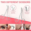image:imageFANDAMEI Eyebrow Scissors Eyebrow Kit Eyebrow Tweezers for Women Eyebrow Razor Eyebrow Brush Eyebrow Kit for Men with Leather Case Eyebrow Scissors for Women Facial Hair Ingrown Hair RemovalBlack