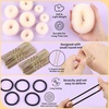 image:imageFANDAMEI Hair Bun Maker Set 8 PCS Hair Donuts for Buns 2 Extralarge2 Large2 Medium and 2 Small 40 PCS Bobby Pins 5 PCS Hair Elastic Ties BlackBun Maker  BlackGold