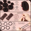 image:imageFANDAMEI Hair Bun Maker Set 8 PCS Hair Donuts for Buns 2 Extralarge2 Large2 Medium and 2 Small 40 PCS Bobby Pins 5 PCS Hair Elastic Ties BlackBun Maker  BlackDark Brown