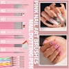 image:imageFANDAMEI Nail Art Brushes Set Nail Art Kits 3D Nail Charms Nail Design Tools Kit Nail Set for Beginners Nail Dotting Tool Nail RhinestonesChrome Nail PowderNail Stickers Nail Art Decoration KitPink