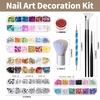 image:imageFANDAMEI Nail Art Kit Nail Art Brushes Set Nail Design Kit Dotting Tools Fine Nail Glitter Nail Decoration Butterfly Heart Glitter Sequins Foil Flakes Nail Rhinestones Dust BrushBBlack