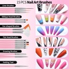 image:imageFANDAMEI Nail Art Kit With Nail Stand Nail Art Tools Nail Design Tools Nail Brush Nail Holder For Painting Nails Nail Art Brushes Nail Dotting Tool Nail Tools For Nail Art WhitePink