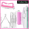 image:imageFANDAMEI Nail Care Kit Nail Files 100180 Nail Buffer Block Cuticle Nippers Cuticle Trimmer Cuticle Pusher Nail Tools Nail Kit Pedicure amp Manicure Tools Nail Prep Kit Manicure Kit for WomenCpink
