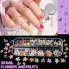 image:imageFANDAMEI Nail Charms and Gems 8 Boxes Nail Art Kit for Design MultiShape Rhinestones for Nails Flat Back Pearls Jewels 3D Fruit Flower Candy Nail Charms Gold Nail Studs JewelsYellow candyred cherrypurple heartgold silver pearls