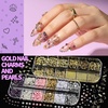 image:imageFANDAMEI Nail Charms and Gems 8 Boxes Nail Art Kit for Design MultiShape Rhinestones for Nails Flat Back Pearls Jewels 3D Fruit Flower Candy Nail Charms Gold Nail Studs JewelsYellow candyred cherrypurple heartgold silver pearls