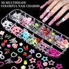 image:imageFANDAMEI Nail Charms and Gems 8 Boxes Nail Art Kit for Design MultiShape Rhinestones for Nails Flat Back Pearls Jewels 3D Fruit Flower Candy Nail Charms Gold Nail Studs JewelsPink flower petalclear bubble beadorange 3D flower