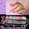 image:imageFANDAMEI Nail Charms and Gems 8 Boxes Nail Art Kit for Design MultiShape Rhinestones for Nails Flat Back Pearls Jewels 3D Fruit Flower Candy Nail Charms Gold Nail Studs JewelsYellow candyred cherrypurple heartgold silver pearls