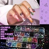 image:imageFANDAMEI Nail Charms and Gems 8 Boxes Nail Art Kit for Design MultiShape Rhinestones for Nails Flat Back Pearls Jewels 3D Fruit Flower Candy Nail Charms Gold Nail Studs JewelsYellow candyred cherrypurple heartgold silver pearls