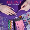 image:imageFANDAMEI Nail Charms and Nail Brushes Nail Accessories Kit with 15 Pcs Nail Art Brushes 6 Box Nail Charms and Gems 10 Pcs Flower Nail Stickers 5 Pcs Dotting Tools Nail Art Kit with Nail Brushpink