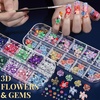 image:imageFANDAMEI Nail Charms and Nail Brushes Nail Accessories Kit with 15 Pcs Nail Art Brushes 6 Box Nail Charms and Gems 10 Pcs Flower Nail Stickers 5 Pcs Dotting Tools Nail Art Kit with Nail Brushblack