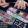 image:imageFANDAMEI Nail Charms and Nail Brushes Nail Accessories Kit with 15 Pcs Nail Art Brushes 6 Box Nail Charms and Gems 10 Pcs Flower Nail Stickers 5 Pcs Dotting Tools Nail Art Kit with Nail Brushblack