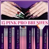 image:imageFANDAMEI Nail Charms and Nail Brushes Nail Accessories Kit with 15 Pcs Nail Art Brushes 6 Box Nail Charms and Gems 10 Pcs Flower Nail Stickers 5 Pcs Dotting Tools Nail Art Kit with Nail Brushpink