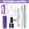 image:imageFANDAMEI Nail Files and Buffers Manicure Tools Nail Care Kit with Nail File Nail Buffer Block Cuticle Care for Women with Nippers Pusher Peeler Cuticle Oil and Nail Prep KitCLavender