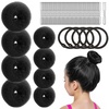 image:imageFANDAMEI Donut Hair Bun Makers Set of 4 for Kids 4 Extra Small Ballet Buns Elastic Hair Ties and Hair Pins Light BrownBlack