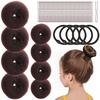 image:imageFANDAMEI Donut Hair Bun Makers Set of 4 for Kids 4 Extra Small Ballet Buns Elastic Hair Ties and Hair Pins Light BrownBrown