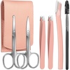 image:imageFANDAMEI Eyebrow Scissors Eyebrow Kit Eyebrow Tweezers for Women Eyebrow Razor Eyebrow Brush Eyebrow Kit for Men with Leather Case Eyebrow Scissors for Women Facial Hair Ingrown Hair RemovalPink