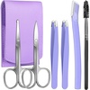 image:imageFANDAMEI Eyebrow Scissors Eyebrow Kit Eyebrow Tweezers for Women Eyebrow Razor Eyebrow Brush Eyebrow Kit for Men with Leather Case Eyebrow Scissors for Women Facial Hair Ingrown Hair RemovalPurple