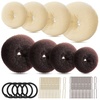 image:imageFANDAMEI Hair Bun Maker Set 8 PCS Hair Donuts for Buns 2 Extralarge2 Large2 Medium and 2 Small 40 PCS Bobby Pins 5 PCS Hair Elastic Ties BlackBun Maker  BlackDark BrownGold