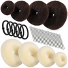 image:imageFANDAMEI Hair Donut Bun Makers Set  4 Dark Brown amp 4 Beige 2 ExtraLarge 2 Large 2 Medium 2 Small 5 Elastic Bands 20 Hair Pins