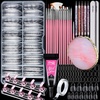 image:imageFANDAMEI Nail Art Kit Nail Design Tools kit with Nail Brushes Dotting tool Mixing Palette Nail Stand Fake Nail Kits with Almond Gel Nail Tips Nail Glue Adhesive Tabs Nail File Manicure Set