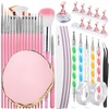 image:imageFANDAMEI Nail Art Kit With Nail Stand Nail Art Tools Nail Design Tools Nail Brush Nail Holder For Painting Nails Nail Art Brushes Nail Dotting Tool Nail Tools For Nail Art WhitePink