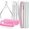 image:imageFANDAMEI Nail Care Kit Nail Files 100180 Nail Buffer Block Cuticle Nippers Cuticle Trimmer Cuticle Pusher Nail Tools Nail Kit Pedicure amp Manicure Tools Nail Prep Kit Manicure Kit for WomenCpink