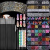 image:imageFANDAMEI Nail Charms and Nail Brushes Nail Accessories Kit with 15 Pcs Nail Art Brushes 6 Box Nail Charms and Gems 10 Pcs Flower Nail Stickers 5 Pcs Dotting Tools Nail Art Kit with Nail Brushblack