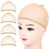image:imageFANDAMEI Wig Cap 4 pieces Light Brown Stocking Wig Caps Stretchy Nylon Wig Caps for Women men kidsMesh Wig Cap Closed End