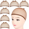 image:imageFandamei 6PCS Wig Cap 6PCS Black Mesh Wig Cap Net Closed End Hair Mesh Net Liner Weaving Caps for Women Men Kids Wig Caps for Halloween CosplayBrown