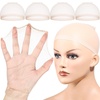image:imageFandamei HD Wig Cap 4PCS Super Thin Wig Caps Nude Nylon Wig Cap for Women Stretchy Natural Transparent HD Wig Caps for Lace Front Wigs Summer Wear ComfortableNude