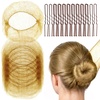 image:imageFandamei Hair Accessories Set 20PCS Mesh Hair Nets Invisible and 40PCS U Shaped Hair Pins for Women Girls Ballet Bun Maker amp Dance Hair Nets 20 inch50cm Hair Pins 24 inch6cm BrownLight Brown