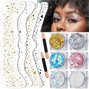 image:imageFANDAMEI 6 Colors Face Glitter Gel 4PCS Glitter Freckles Body Hair Face Speckles Makeup Patches