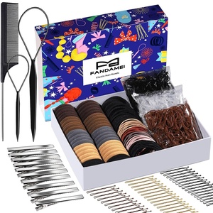 image:imageFANDAMEI Hair Accessories Kit  Elastic Hair Ties Cotton Bands Rubber Bands Hair Pins Rat Tail Comb for Women