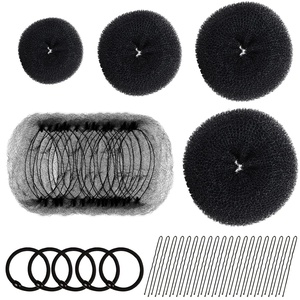 image:imageFANDAMEI Hair Accessory Set 20 Invisible Nets 4 Donut Makers 5 Elastics 20 Bobby Pins BrownBlack