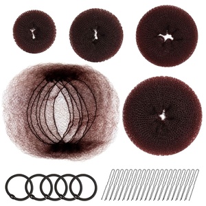 image:imageFANDAMEI Hair Accessory Set 20 Invisible Nets 4 Donut Makers 5 Elastics 20 Bobby Pins BrownBrown