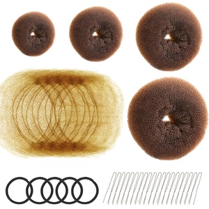image:imageFANDAMEI Hair Accessory Set 20 Invisible Nets 4 Donut Makers 5 Elastics 20 Bobby Pins BrownLight Brown