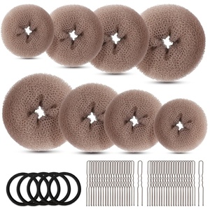 image:imageFANDAMEI Hair Bun Maker Set 8 PCS Hair Donuts for Buns 2 Extralarge2 Large2 Medium and 2 Small 40 PCS Bobby Pins 5 PCS Hair Elastic Ties BlackBun Maker  BlackTan Brown