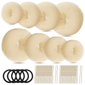 image:imageFANDAMEI Hair Bun Maker Set 8 PCS Hair Donuts for Buns 2 Extralarge2 Large2 Medium and 2 Small 40 PCS Bobby Pins 5 PCS Hair Elastic Ties BlackBun Maker  BlackGold