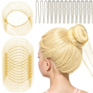 image:imageFANDAMEI Hair Net for Kids Invisible Hair Nets 20PCS with U Shaped Bobby Pins 40PCS30cm Hair Nets for Buns Bun Hair Nets for Ballet Girls Hair Accessories Set for Hair StylingWomenGirlsBrownGold
