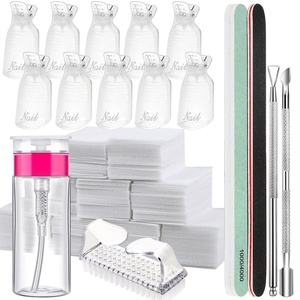 image:imageFANDAMEI Nail Polish Gel Remover Tools Kit with Nail Clips 100ml Nail Polish Remover Bottle 500 Nail Remover Cotton Pad Nail Brush Cuticle PusherPeeler 100180 Nail FileBuffer BlockBClear