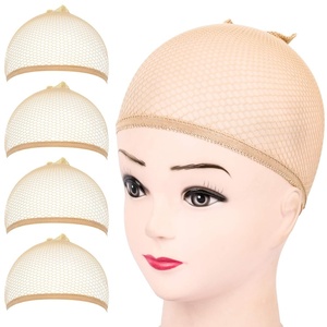 image:imageFANDAMEI Wig Cap 4 pieces Light Brown Stocking Wig Caps Stretchy Nylon Wig Caps for Women men kidsMesh Wig Cap Closed End
