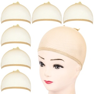 image:imageFandamei 6PCS Wig Cap 6PCS Black Mesh Wig Cap Net Closed End Hair Mesh Net Liner Weaving Caps for Women Men Kids Wig Caps for Halloween CosplayBeige