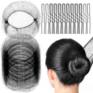 image:imageFandamei Hair Accessories Set 20PCS Mesh Hair Nets Invisible and 40PCS U Shaped Hair Pins for Women Girls Ballet Bun Maker amp Dance Hair Nets 20 inch50cm Hair Pins 24 inch6cm BrownBlack